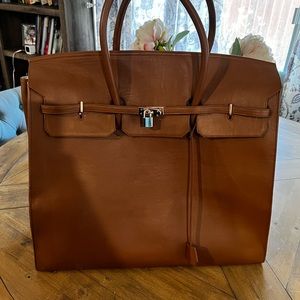 Leather tote weekender bag